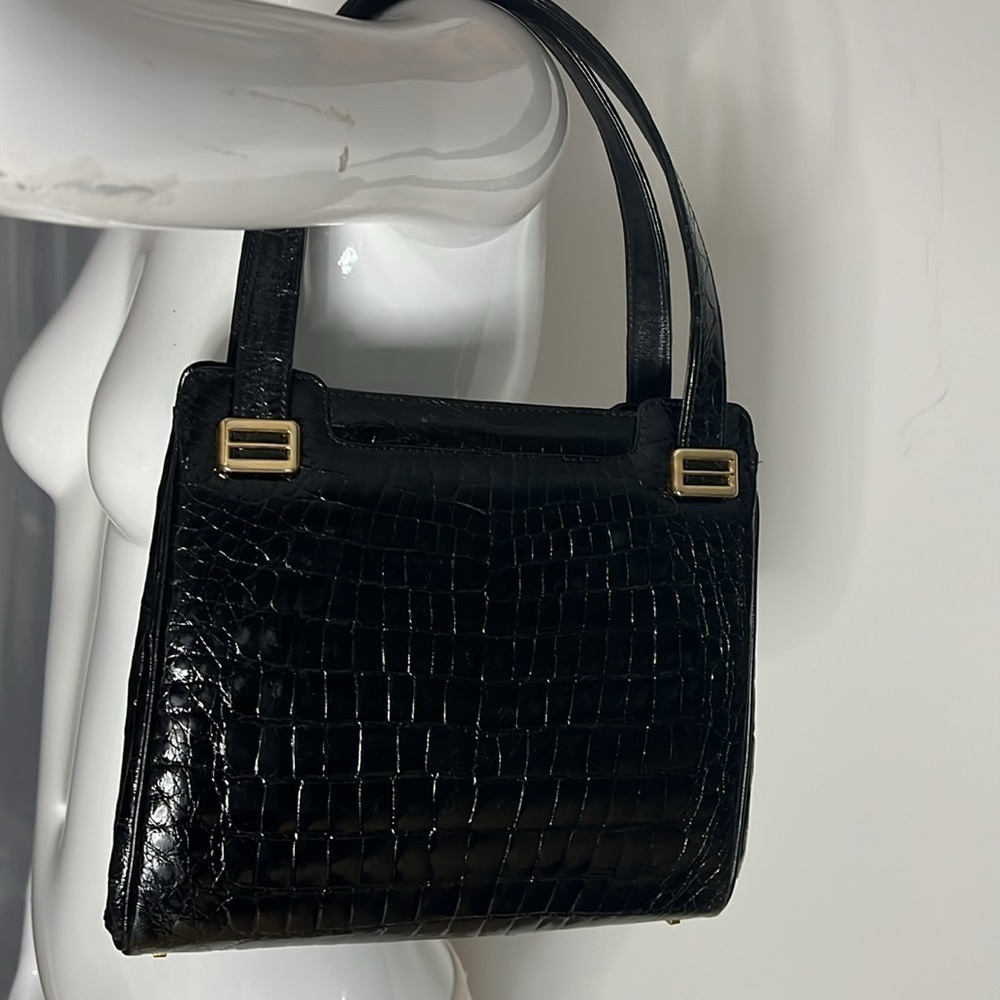 Large Structured Crocodile Shoulder Hand Bag - image 3